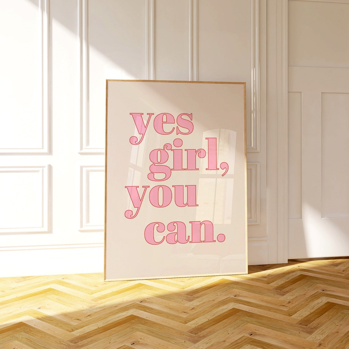 Yes Girl You Can Pink Serif Typography Motivational Affirmation Poster - Image 2