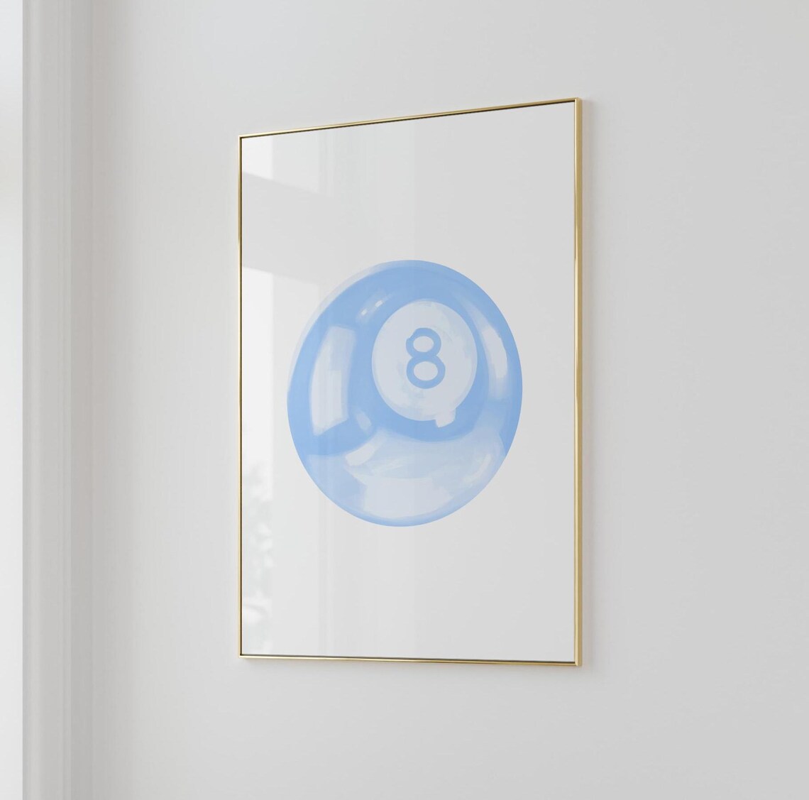 Baby Blue 8 Ball Soft Watercolor Preppy Trendy Dorm Room Poster - Image 3