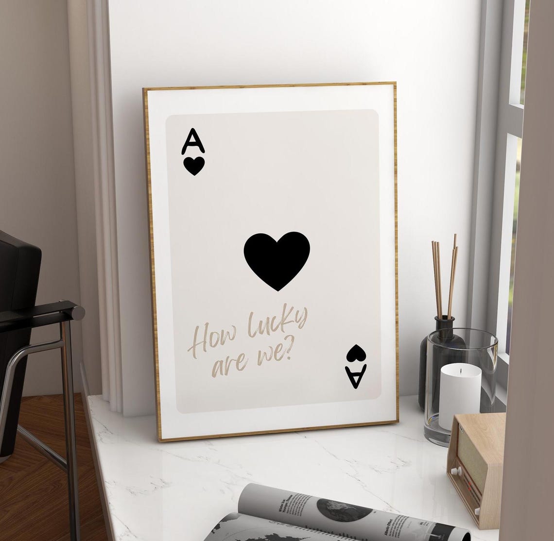 How Lucky Are We Ace of Hearts Playing Card Minimalist Love Poster - Image 4