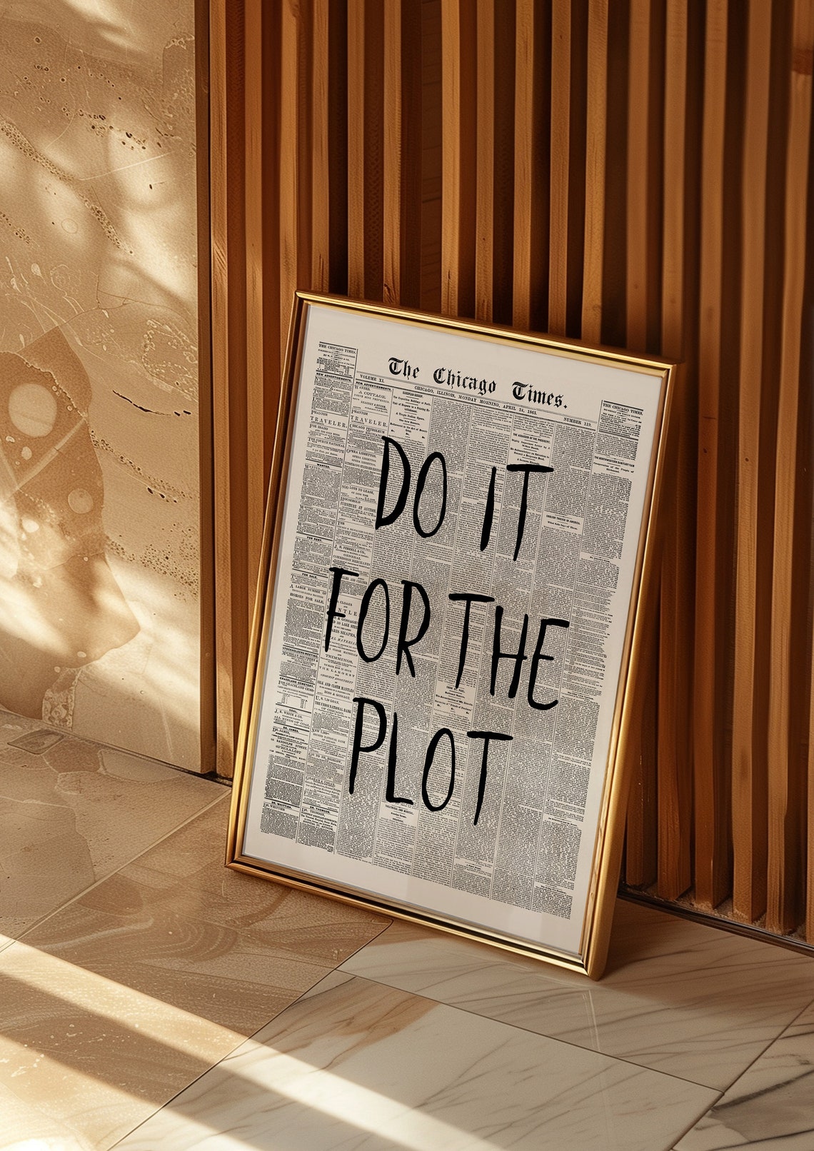 Do It For The Plot Funny Quote Retro Vintage Newspaper Style Poster - Image 2