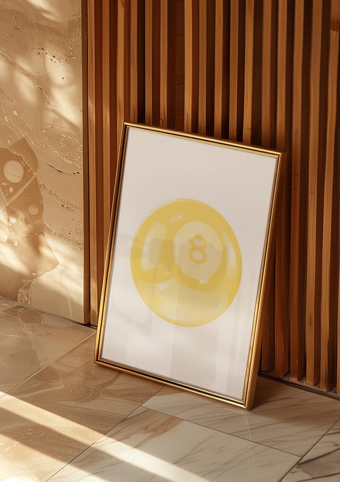 Yellow Eight Ball Minimalist Billiards Lucky Aesthetic Art Poster - Image 3
