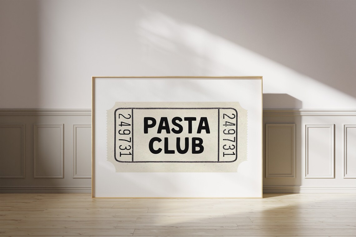 Pasta Club Cream Ticket Stub Minimalist Foodie Kitchen Wall Poster - Image 2