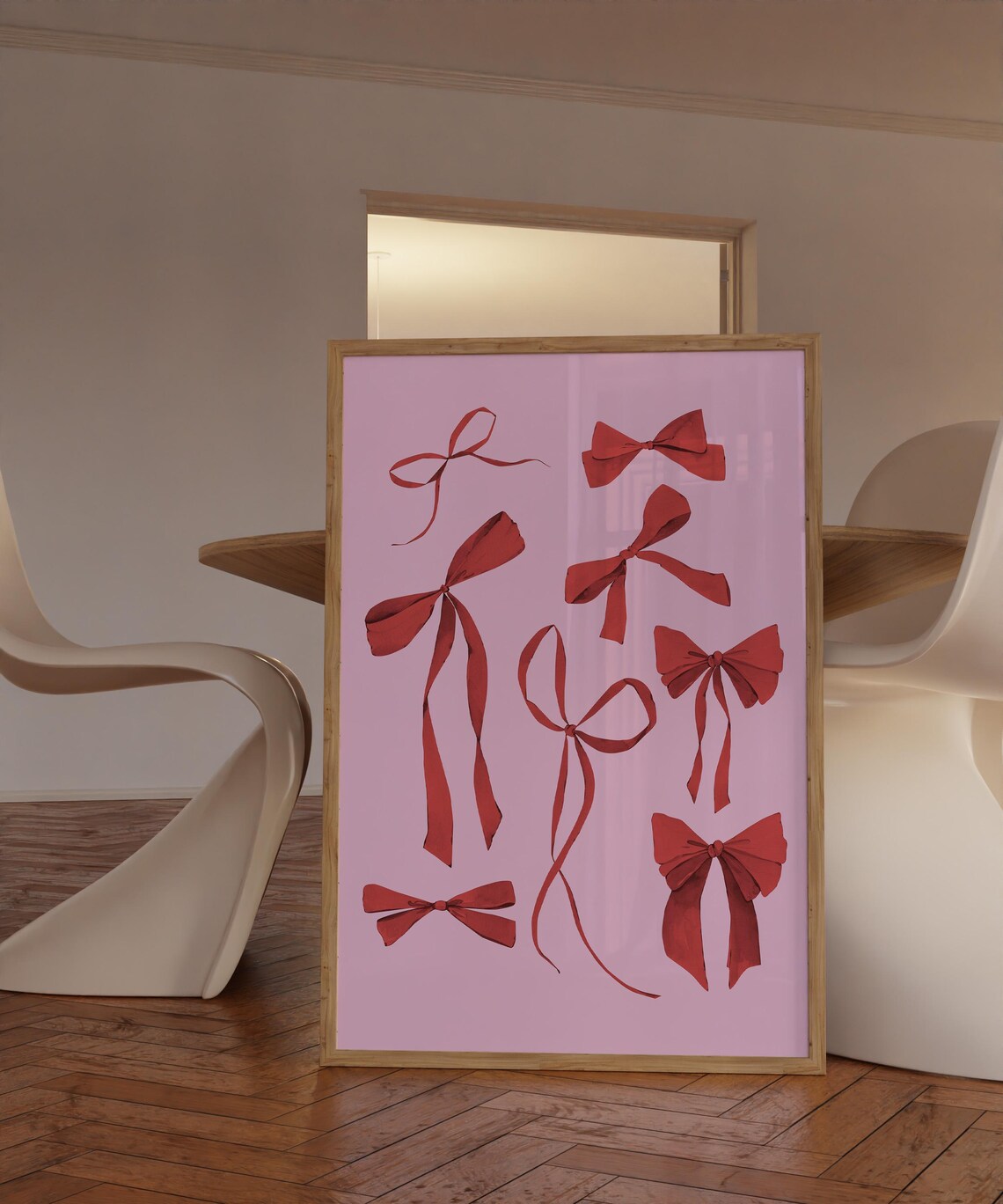 Bow Wall Art Trendy Pink Preppy Art Print - Image 2