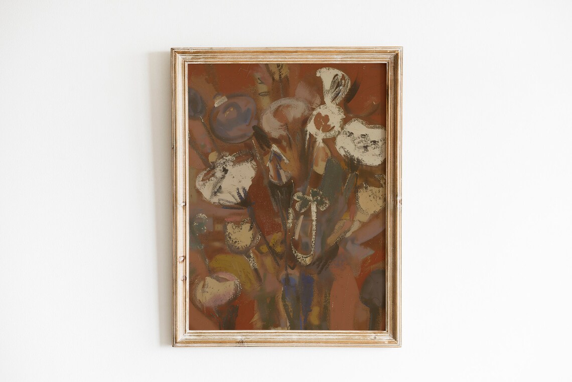 Abstract Botanical Moody Art Print, Cottage Core Decor