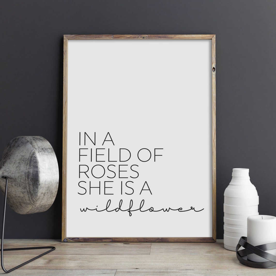 In A Field Of Roses She Is A Wildflower Print Inspirational Feminist Quote Poster Baby Girl Nursery Art Girls Room Decor Instant - Image 2