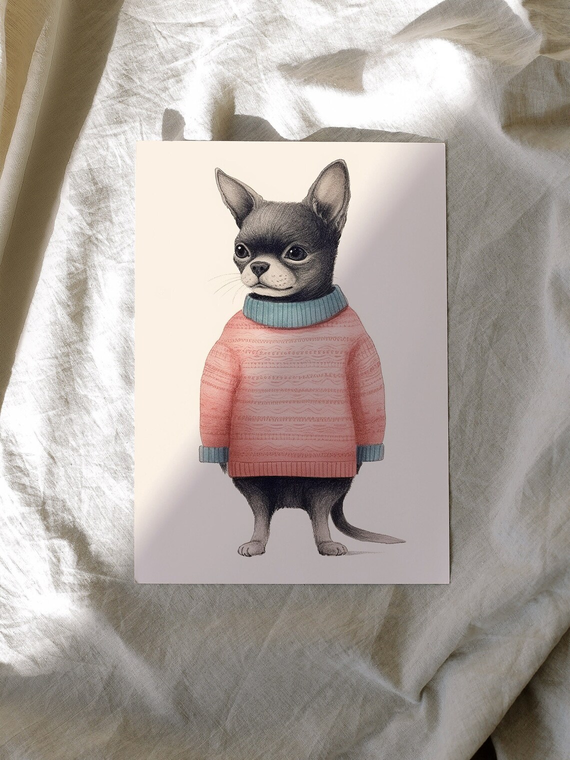 Chihuahua Puppy Wearing Pink Sweater Cute Funny Dog Lover Poster - Image 2
