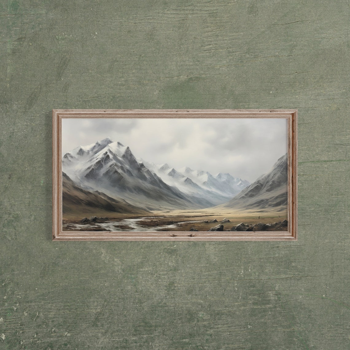 Panoramic Snow Capped Mountain Valley With Winding River Moody Poster - Image 3