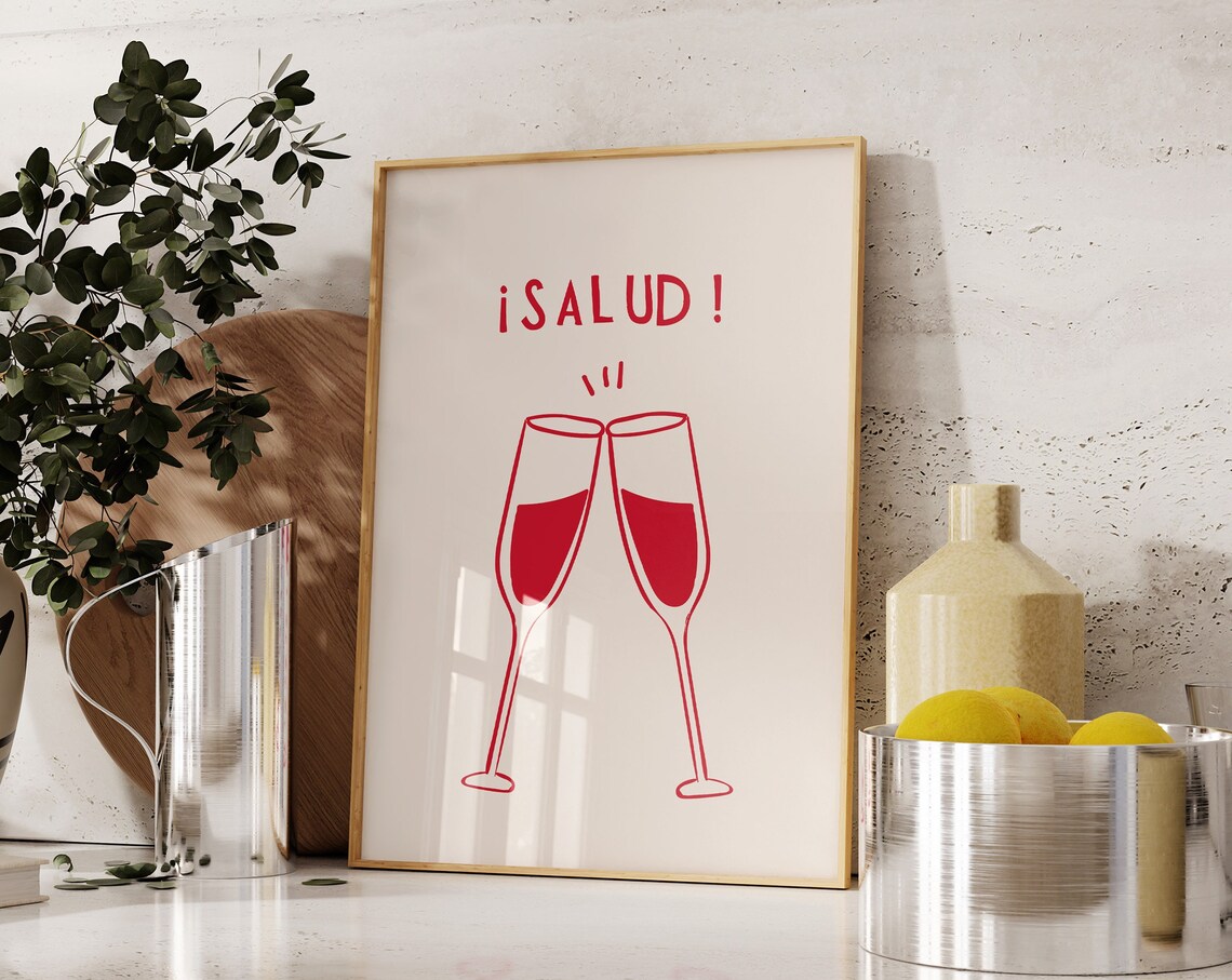 Salud Mexican Minimalist Bar Cart Art Print
