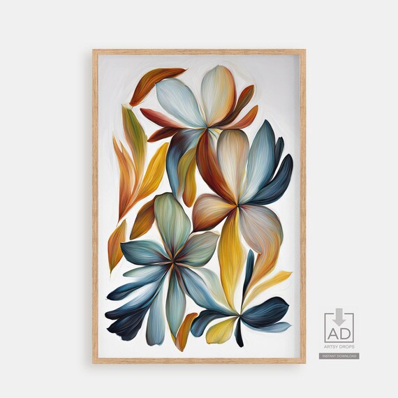 Tropical Flower Art Print Abstract Floral Wall Decor Colorful Botanical Artwork Modern Home Instant Unique