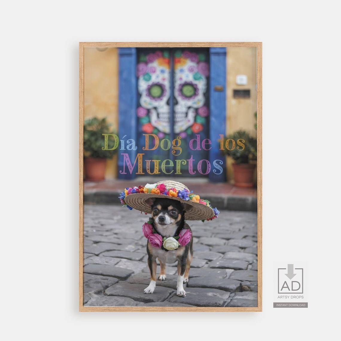 Festive Día Dog De Los Muertos Chihuahua In Sombrero Art Poster