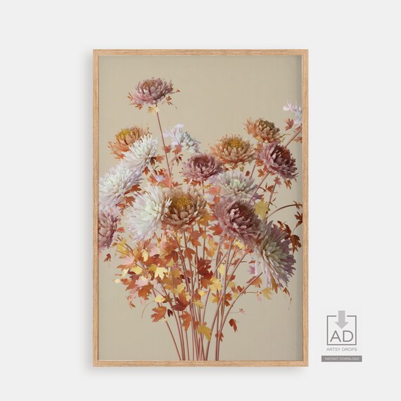 Pastel Chrysanthemum Bouquet Painting In Pink And Cream Poster