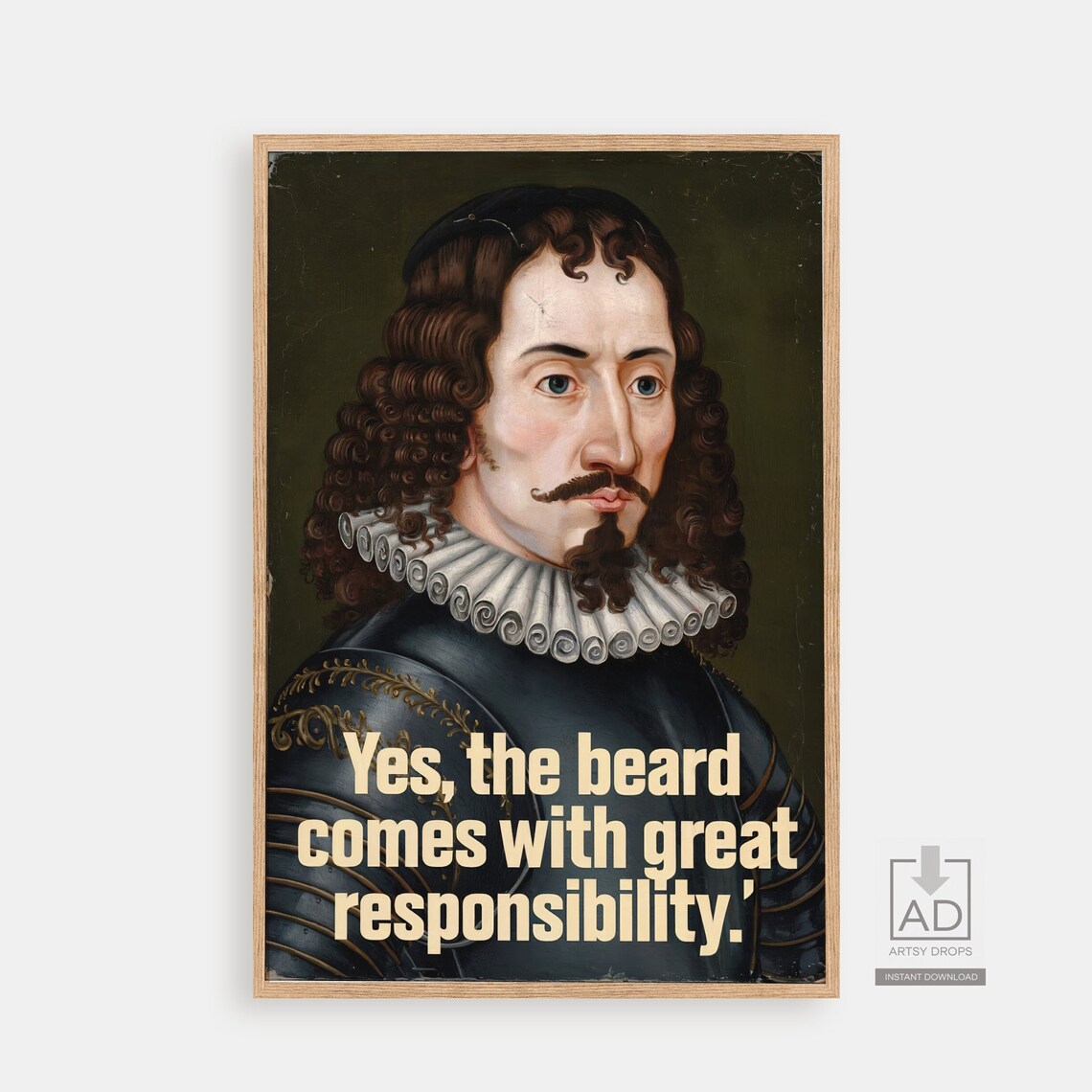 Funny Beard Quote Portrait Rugged Gentleman Historical Art Poster