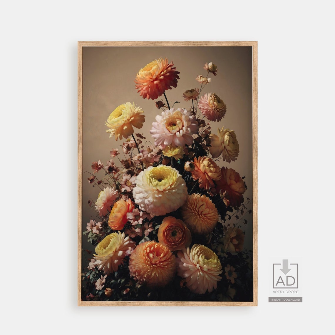 Peach Ranunculus Apricot Bloom Elegant Minimalist Floral Art Poster
