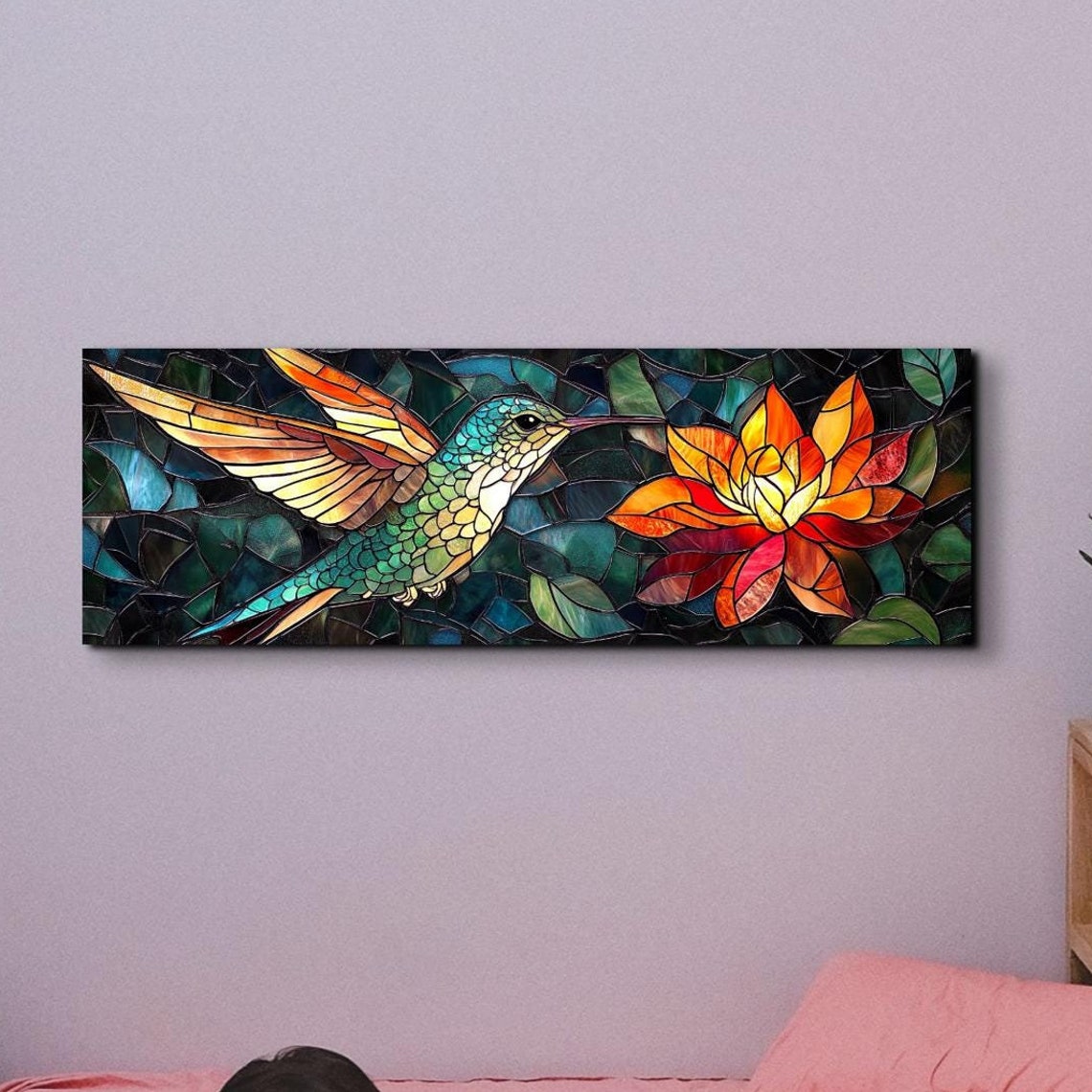 Stained Glass Hummingbird Art Print