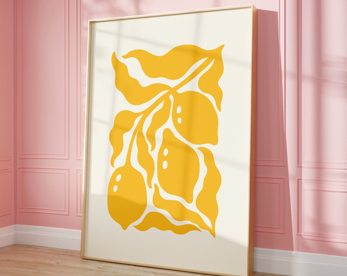 Lemon Branches Minimalist Kitchen Art Print