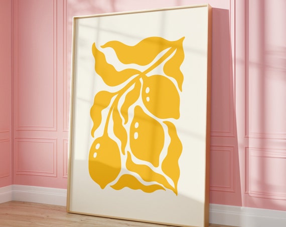 Lemon Branches Minimalist Kitchen Art Print