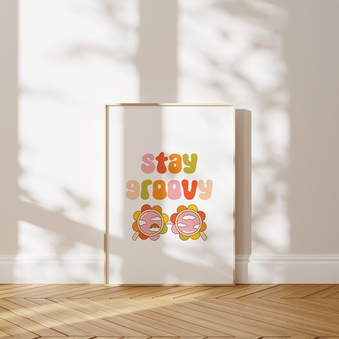 Stay Groovy Retro Wall Art Girls Room Wall Decor Colorful Wall Art Pink Girls Room Wall Art Retro Girly Poster Retro Nursery - Image 2