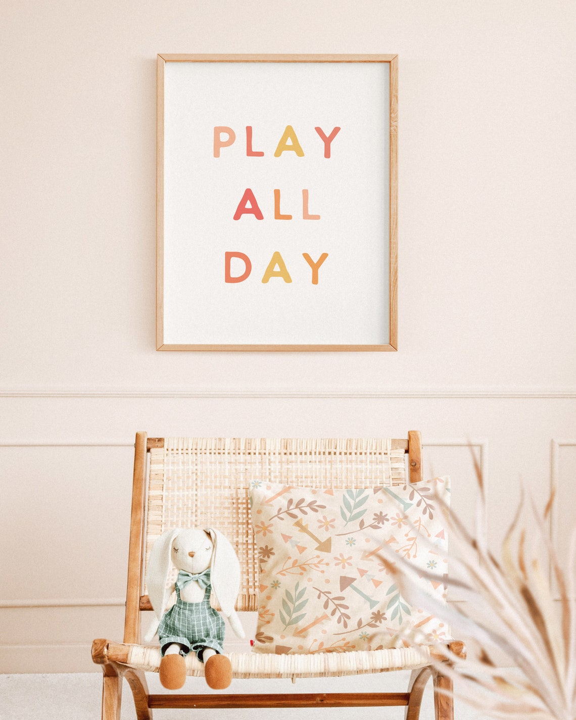 Play All Day Playroom Wall Art Girls Room Prints Toy Room Wall Art Toddler Playroom Decor Pink Girls Wall Art Play Sign For Playroom - Image 2