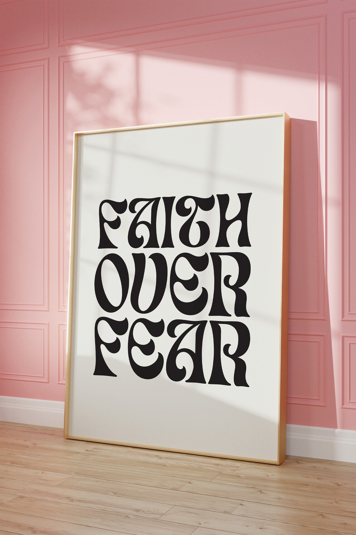 Faith Over Fear Bible Verse Retro Christian Poster