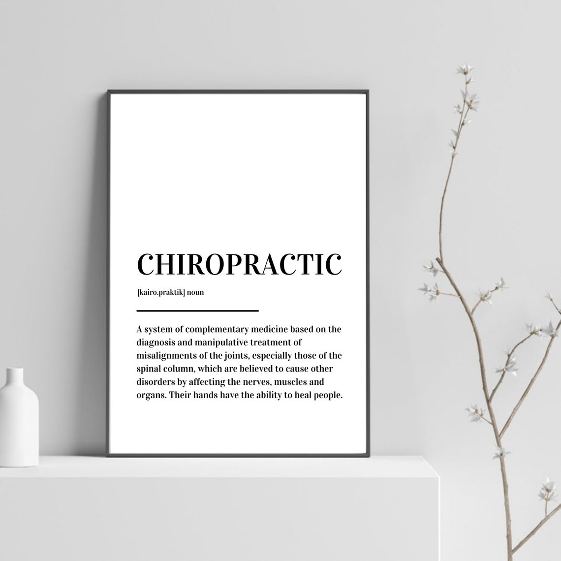 Chiropractic Definition Medical Office Decor Dictionary Style Poster