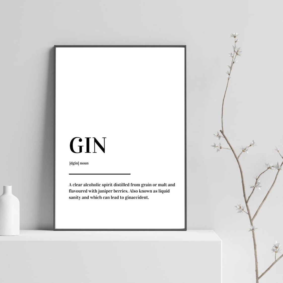 Gin Definition Funny Bar Kitchen Liquid Sanity Typography Poster - Image 5