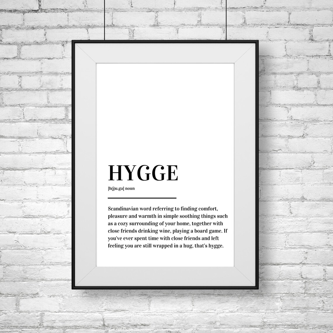 Hygge Scandinavian Cozy Word Definition Black White Minimalist Poster - Image 2