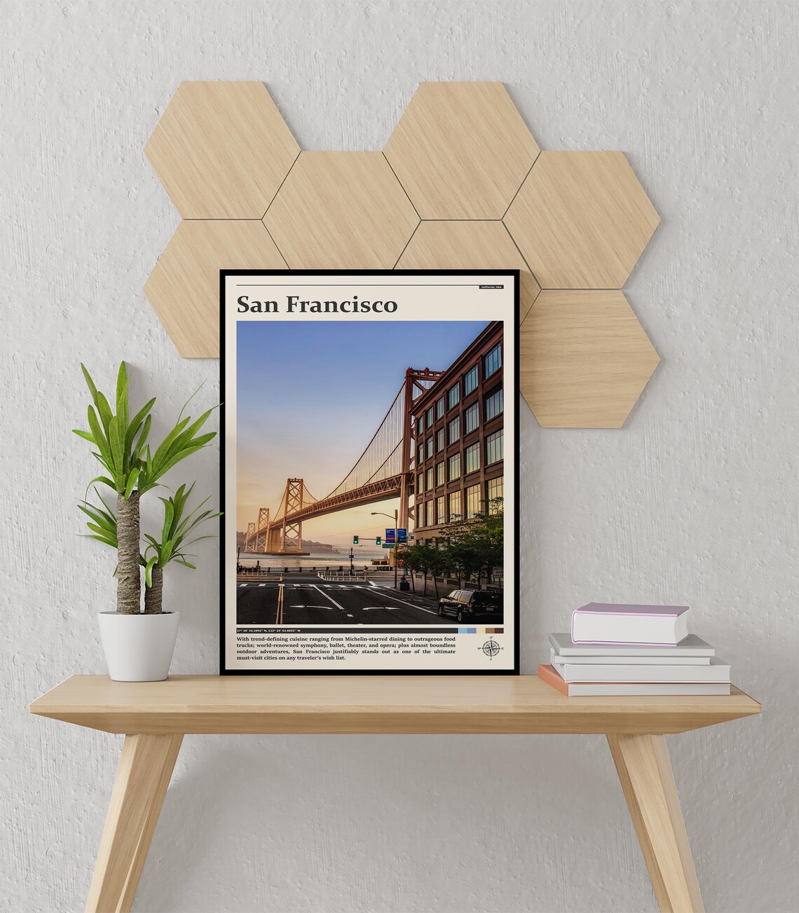 San Francisco Bay Bridge Street View Golden Hour Photography Poster - Image 3