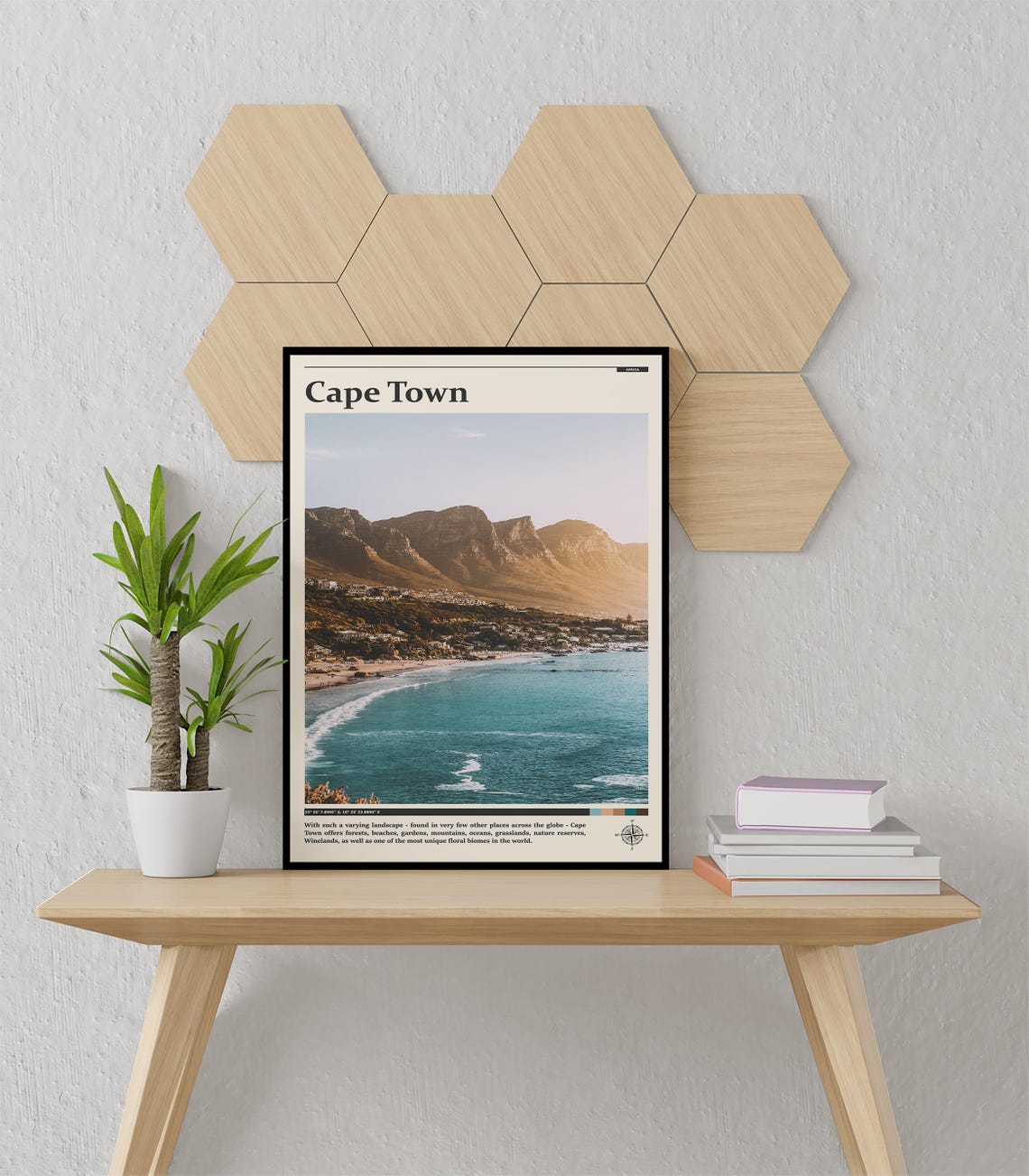 Cape Town South Africa Beach With Table Mountain Waves Poster - Image 3