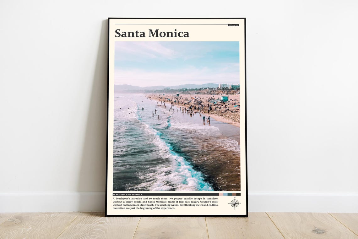 Travel Photography Santa Monica Print Santa Monica Wall Art Santa Monica Poster Santa Monica Photo Santa Monica Poster Print Ca