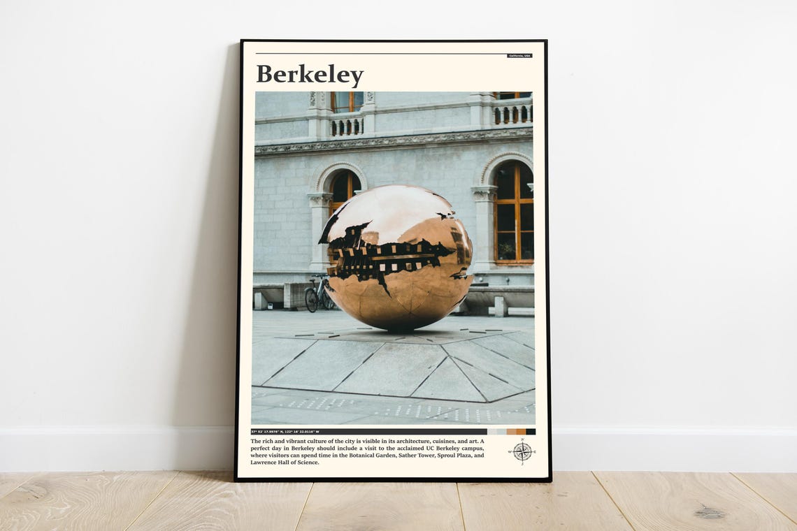 Berkeley California Cracked Bronze Sphere Sculpture Art Poster