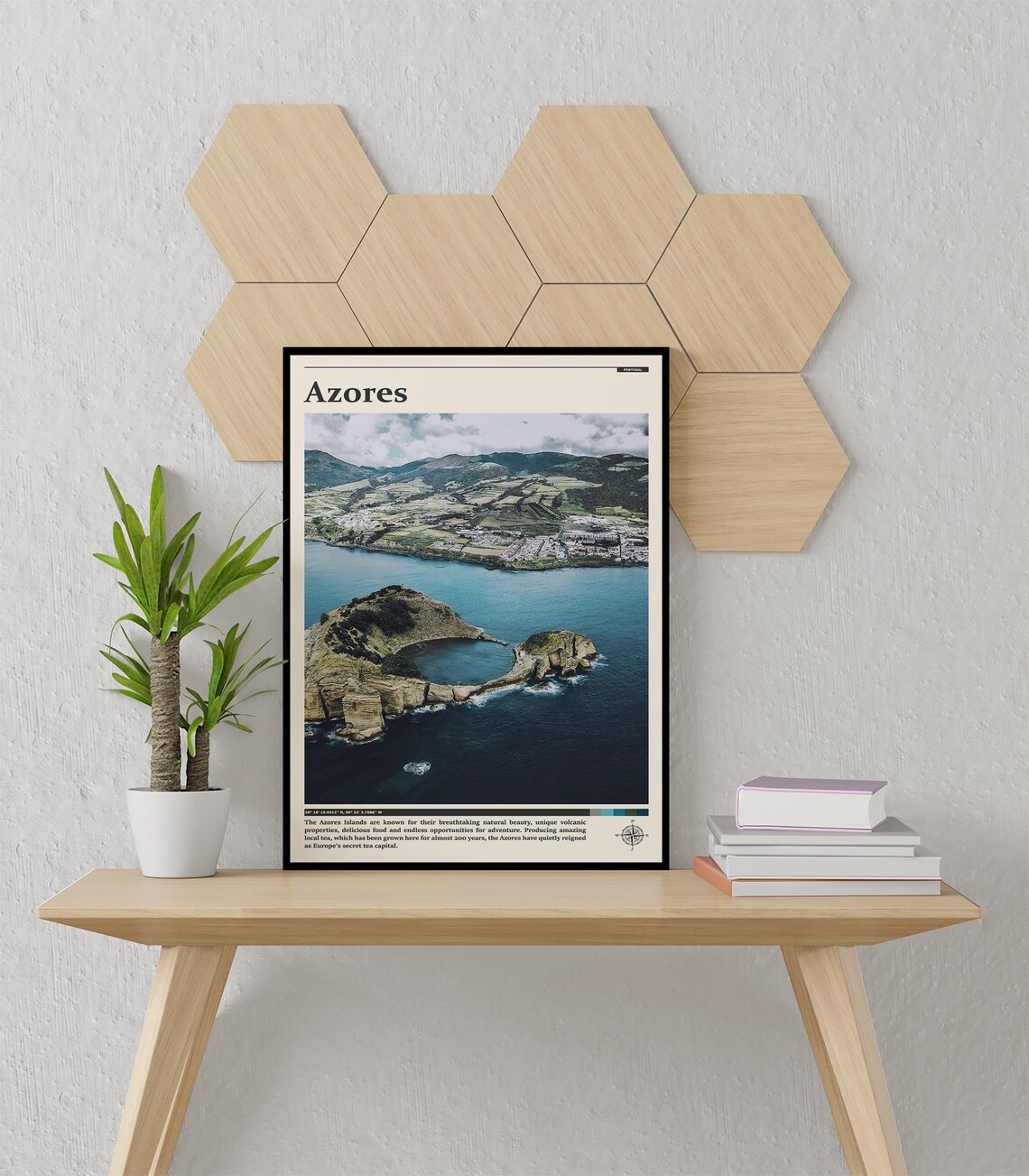 Azores Portugal Volcanic Coast Aerial Ocean Cliffs Photography Poster - Image 3