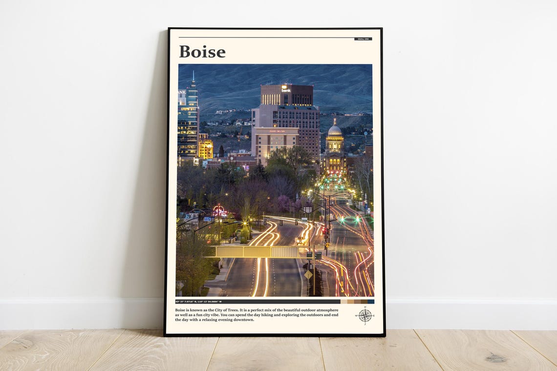 Travel Photography Boise Print Boise Wall Art Boise Poster Boise Photo Boise Poster Print Boise Wall Decor Idaho Poster Print