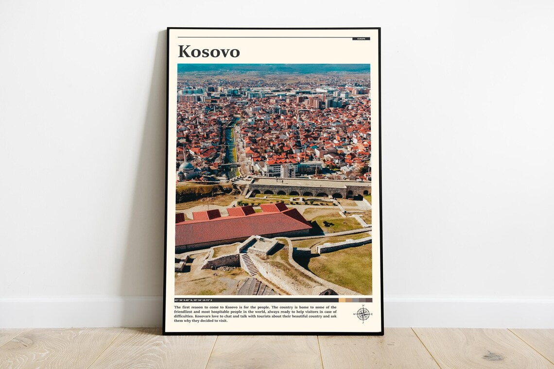 Kosovo Fortress Overlooking City Aerial Panorama Photography Poster