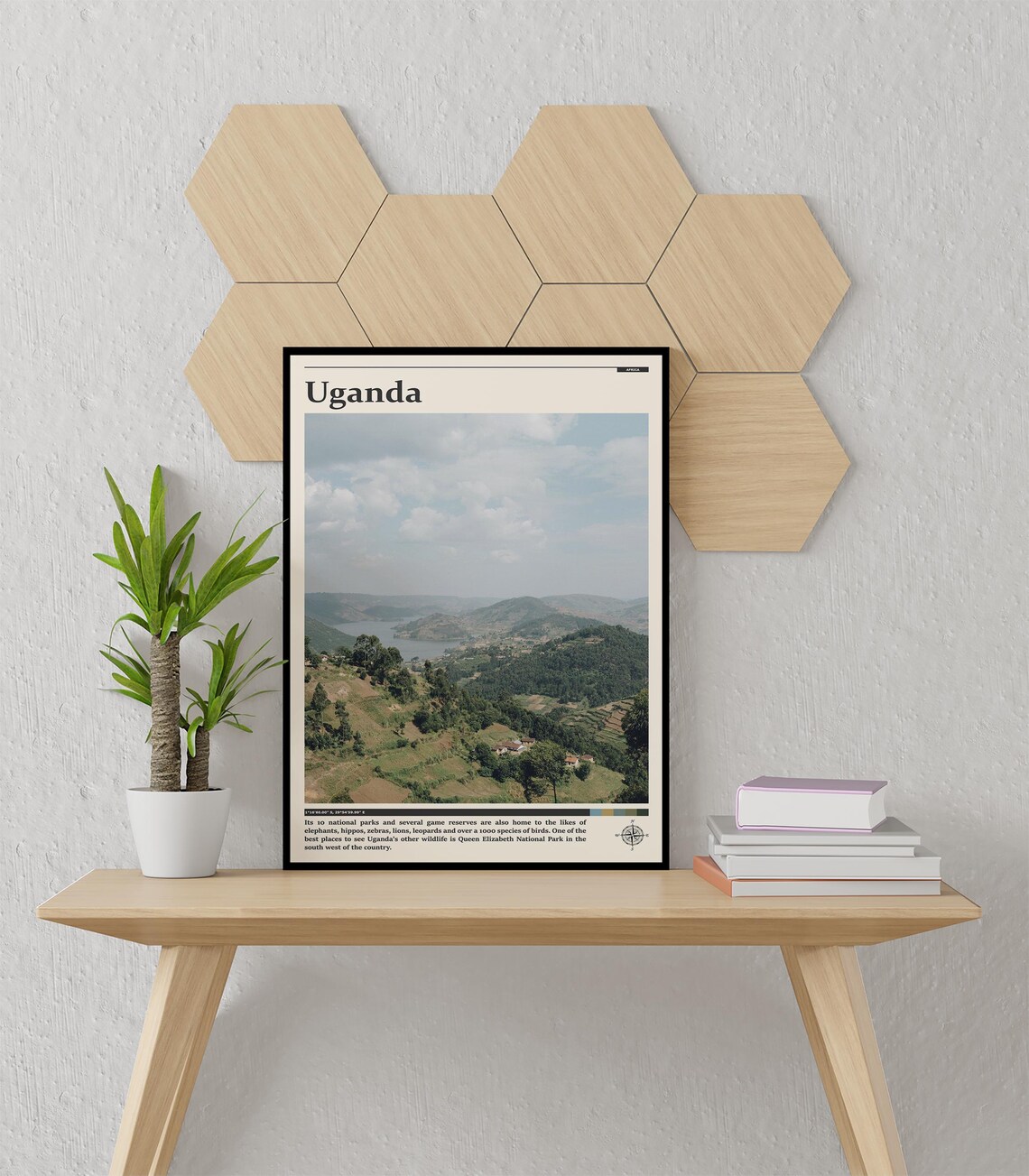 Uganda Africa Highlands Hills Green Valley Safari Travel Poster - Image 3