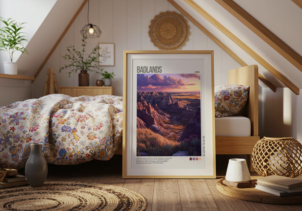 Badlands Travel Poster South Dakota Art South Dakota Print Badlands Poster National Park Poster Nature Poster Badlands Art - Image 4