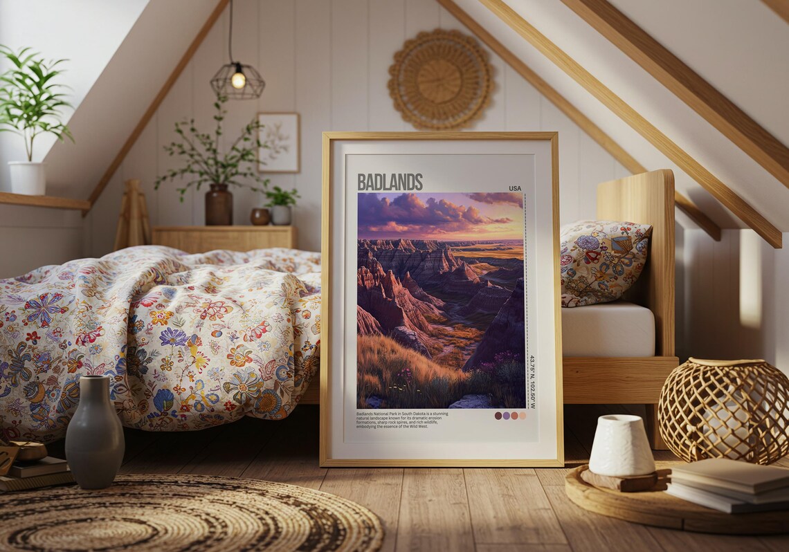 Scenic Badlands South Dakota Sunset National Park Travel Poster - Image 4