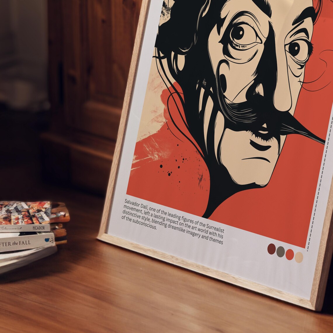 Salvador Dali Portrait Surrealist Artist Red Background Poster - Image 6