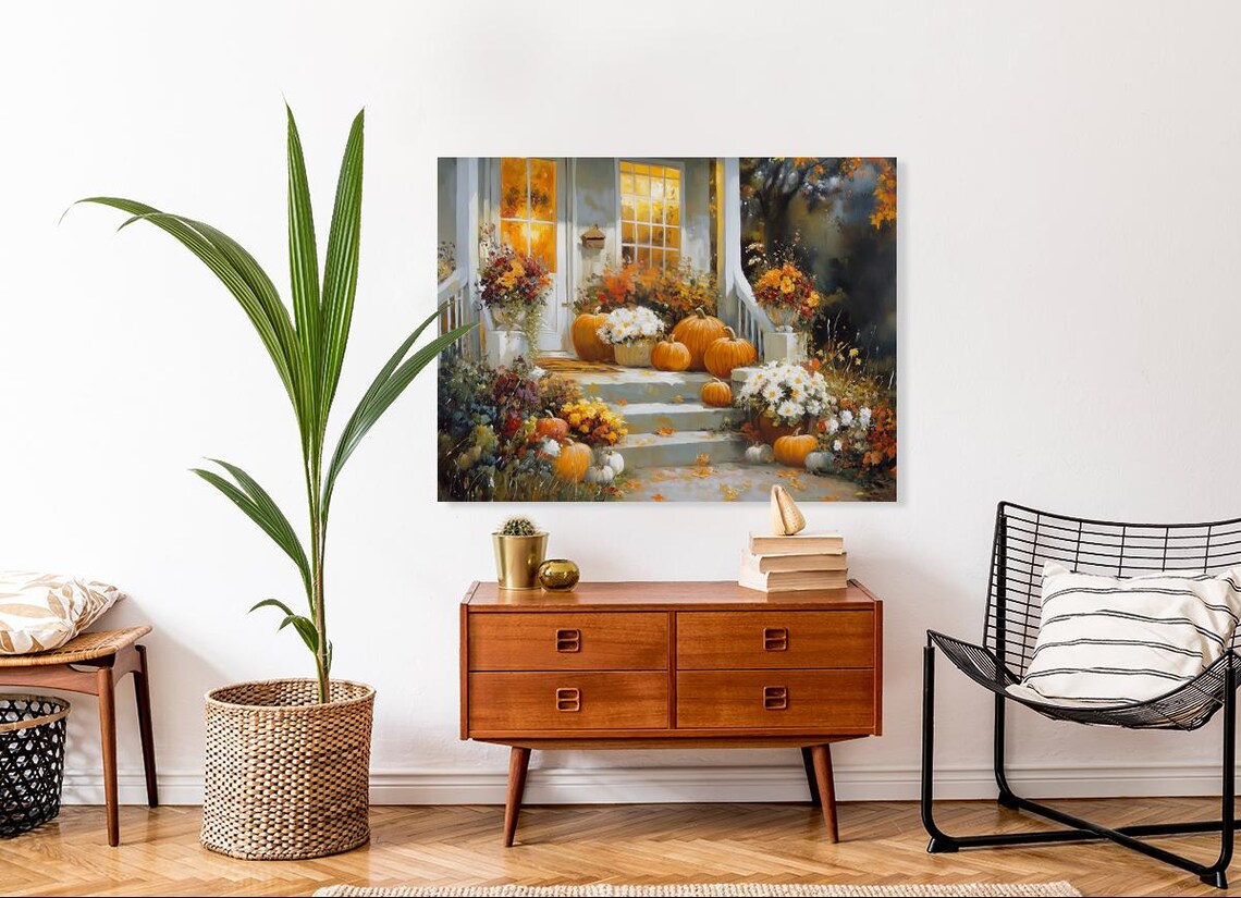 Autumn Floral and Pumpkins Halloween Wall Decor - Image 4