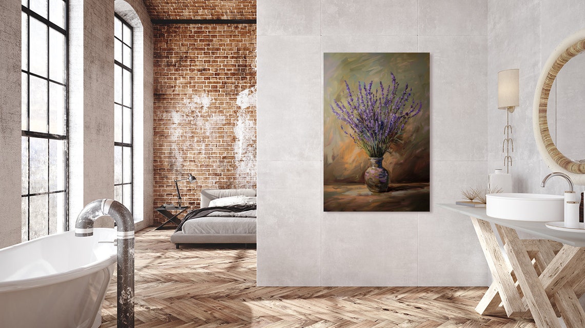 Lavender Bouquet In Ceramic Vase Warm Vintage Still Life Poster - Image 3