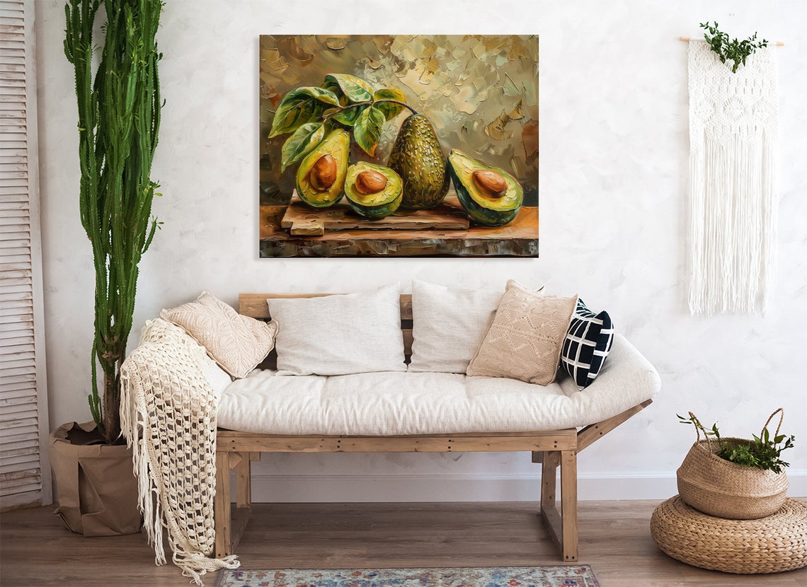 Avocado Still Life Textured Impasto Oil Painting Kitchen Art Poster - Image 4