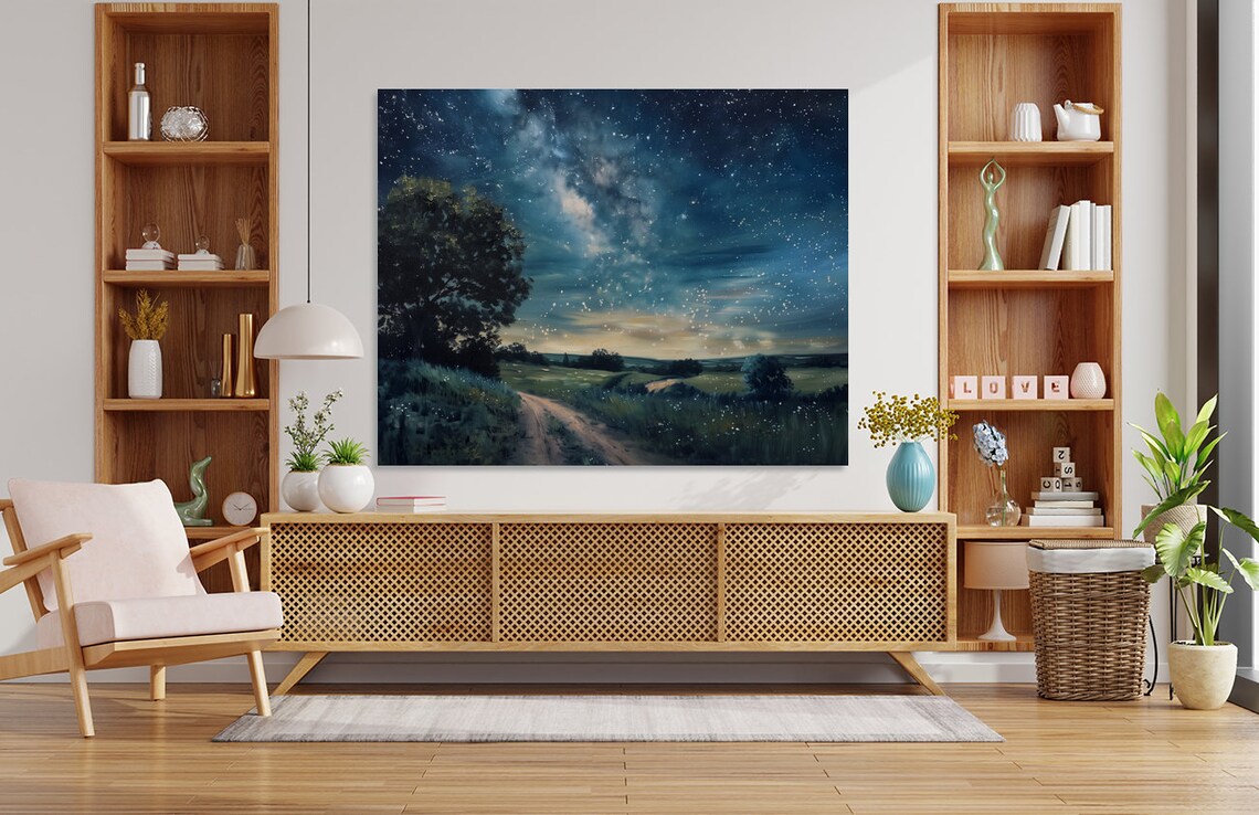 Country Night Sky Milky Way Vintage Art Print - Image 3