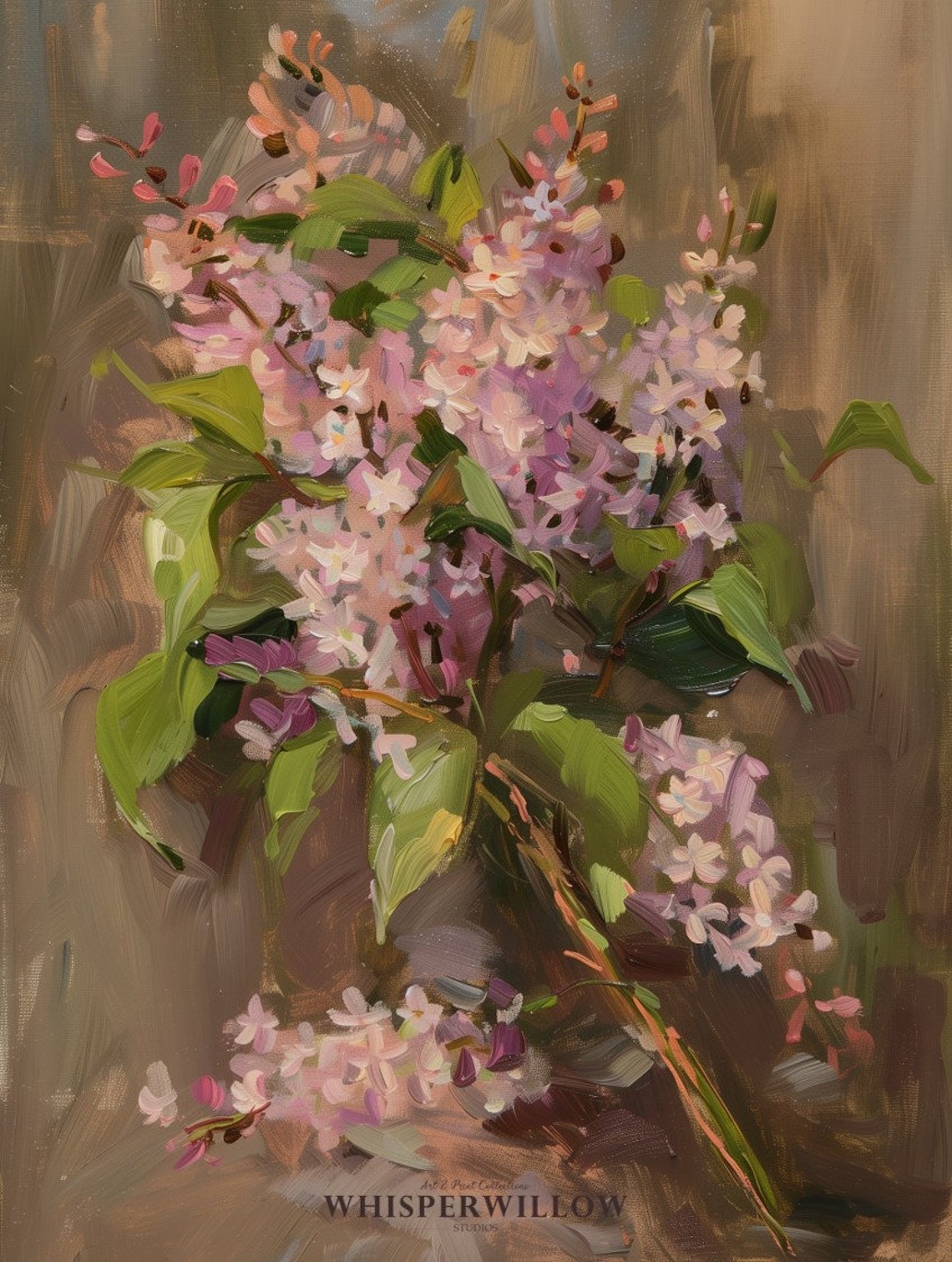 Soft Pink Lilac Blossom Bouquet in Painterly Floral Style Poster - Image 6