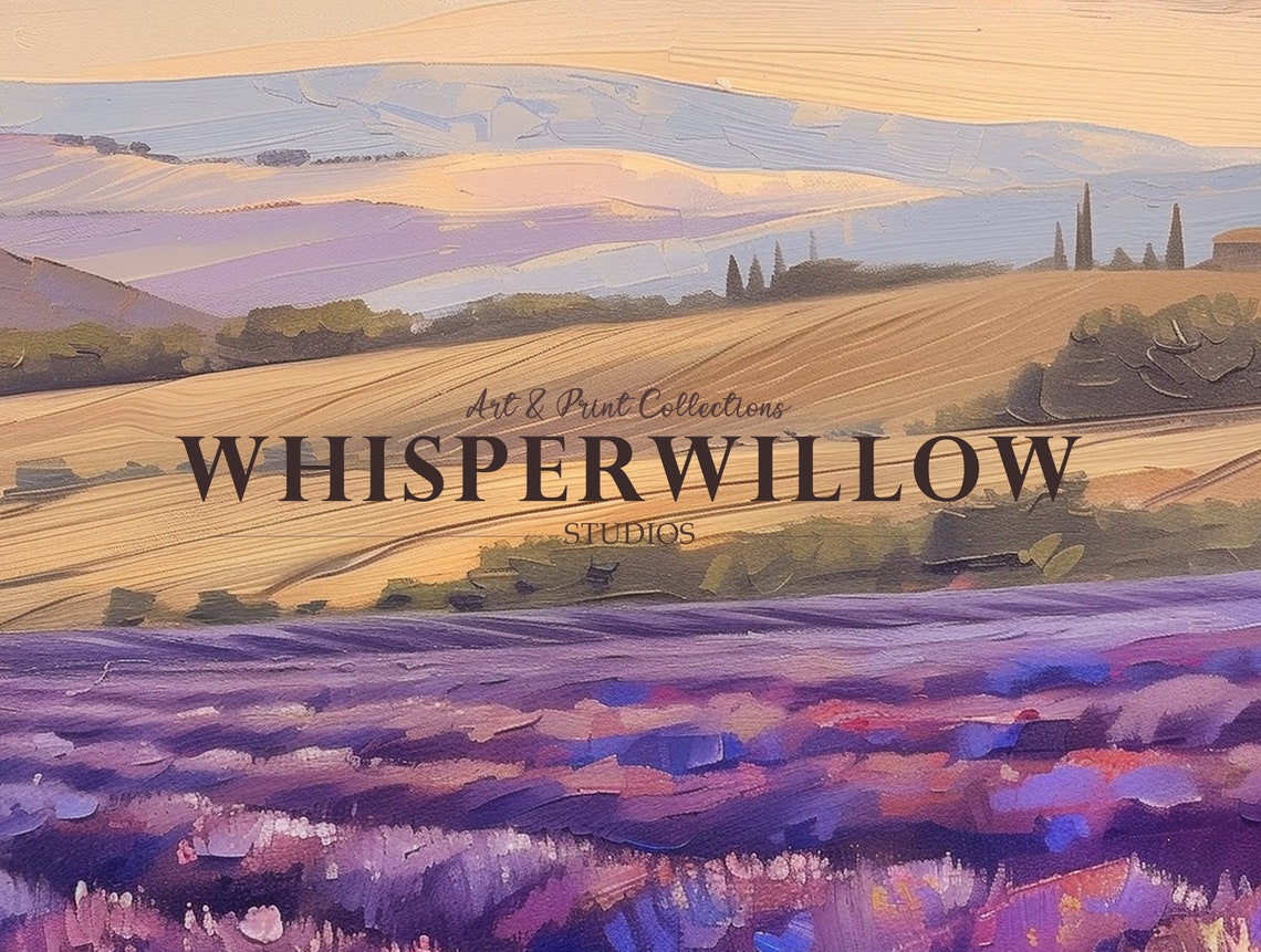 Purple Lavender Field Rows Rolling Hills Sunset Landscape Poster - Image 6