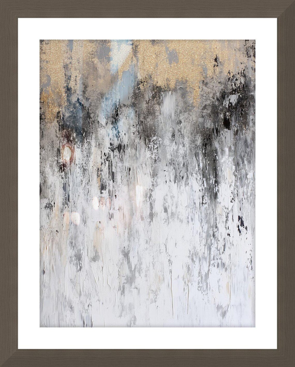 Gold Glitter White Black Modern Abstract Painting Texture Poster - Image 2