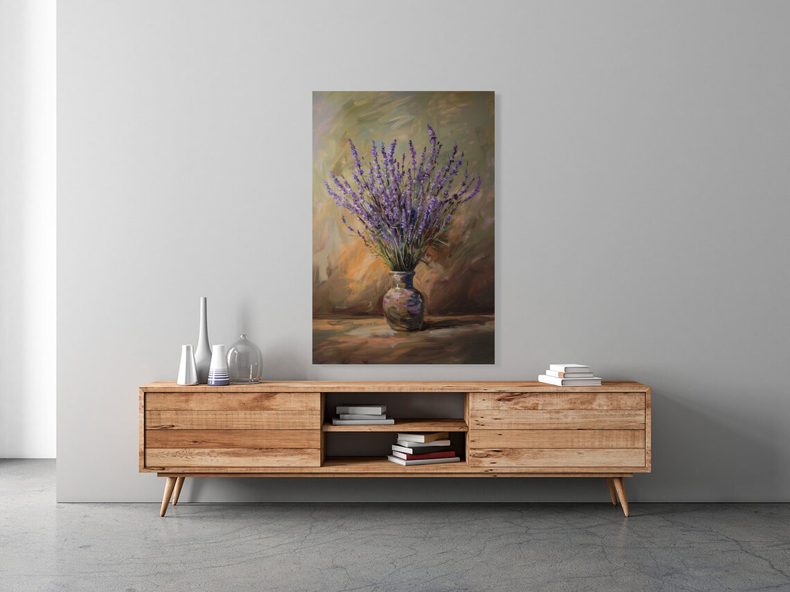 Lavender Bouquet In Ceramic Vase Warm Vintage Still Life Poster - Image 4
