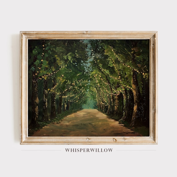 Magic Tree Lights Path, Majestic Tree Art Print