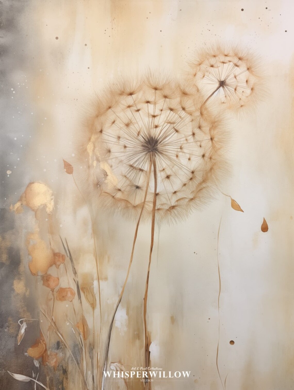 Moody Dandelion Painting, Vintage Botanical Art Print - Image 6