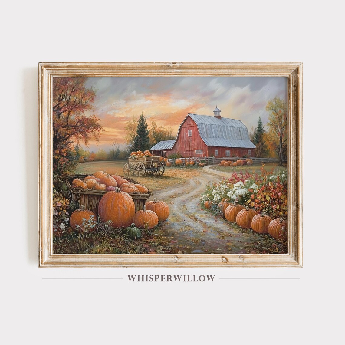 Rustic Red Barn Pumpkin Farm Autumn Art Print