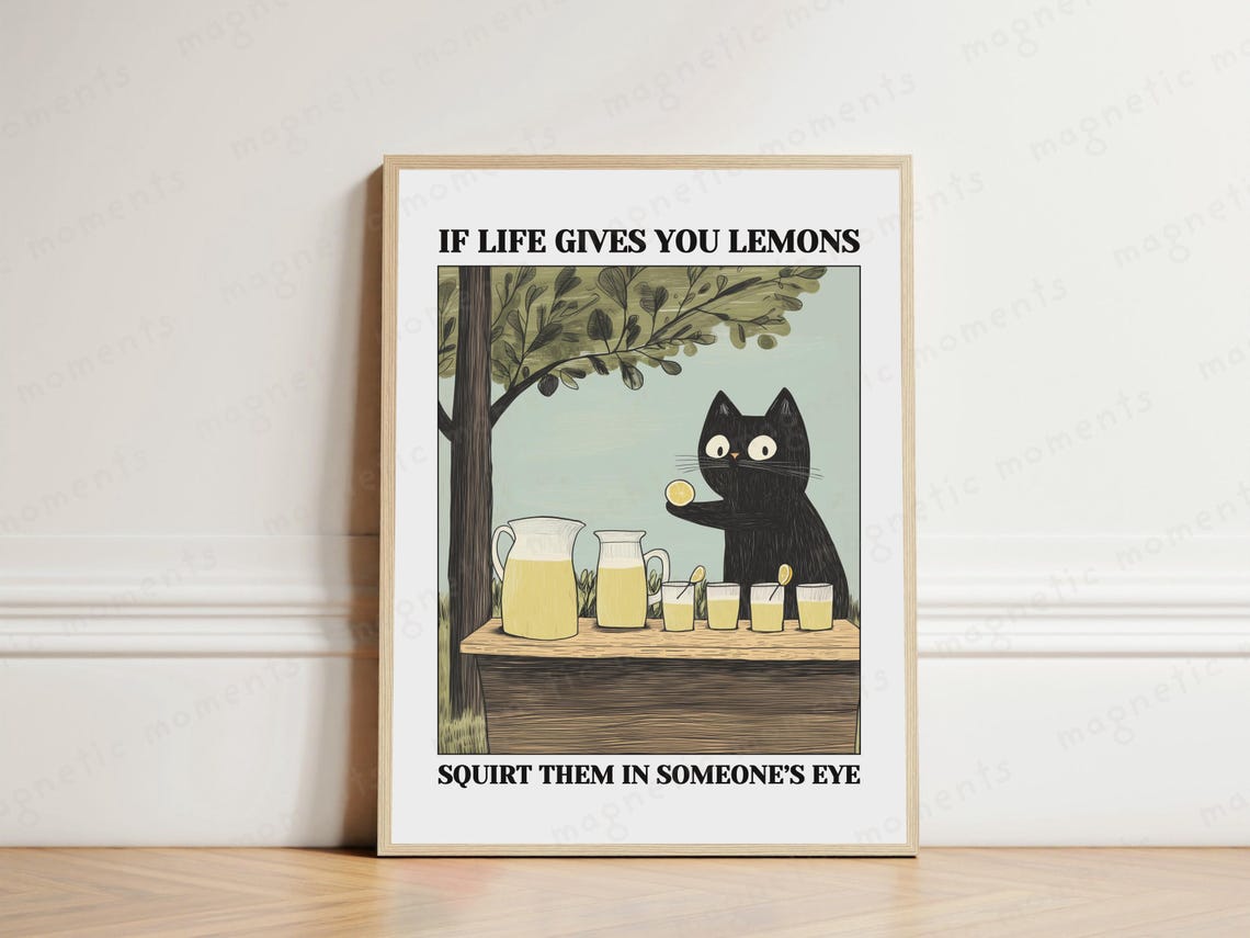 Sarcastic Black Cat Lemonade Stand Funny Quote Decor Art Poster