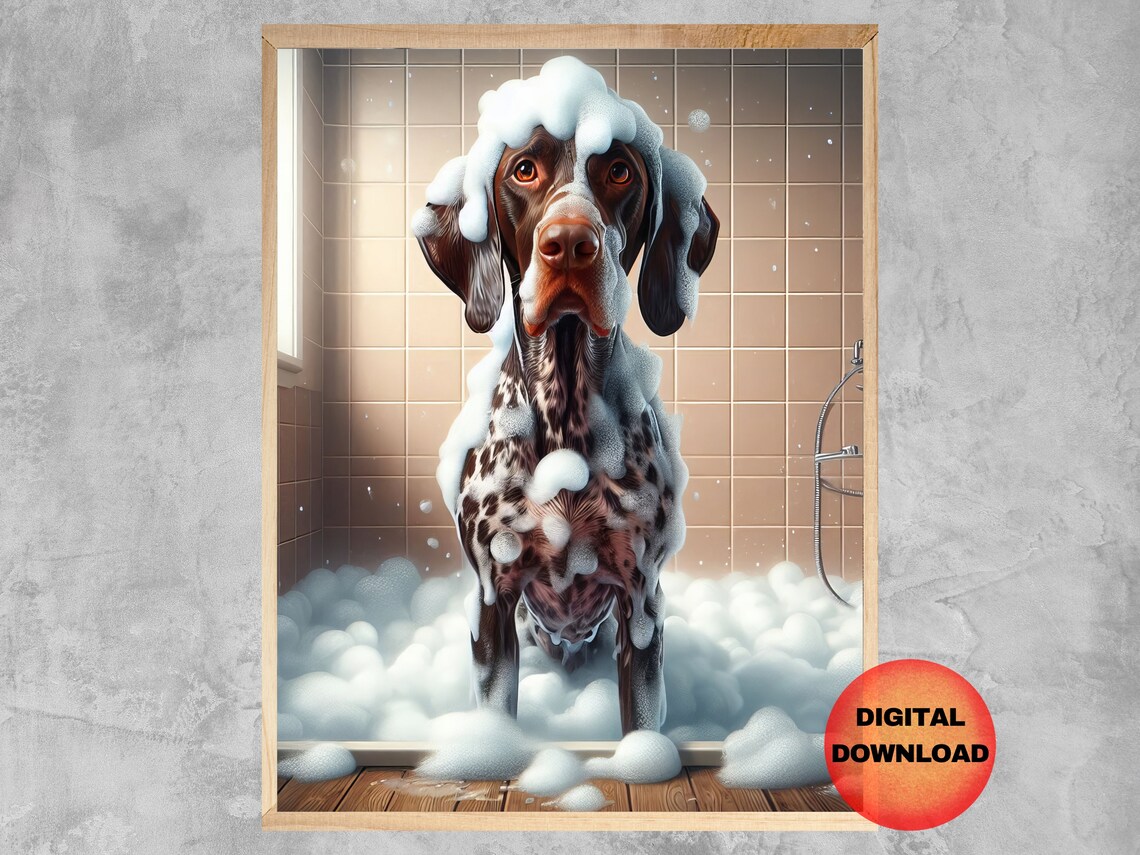 German Shorthaired Pointer Bathroom Humor Wall Art Print